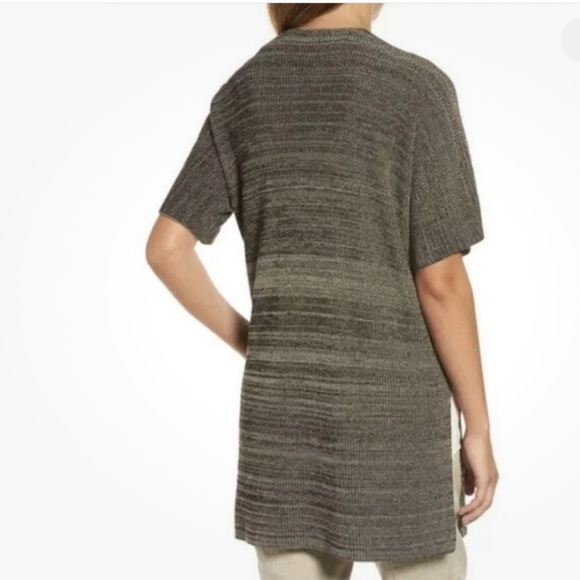 Eileen Fisher Sleek Tencel Knit Kimono Cardigan Sweater Black/Natural Size L/XL - Picture 3 of 14